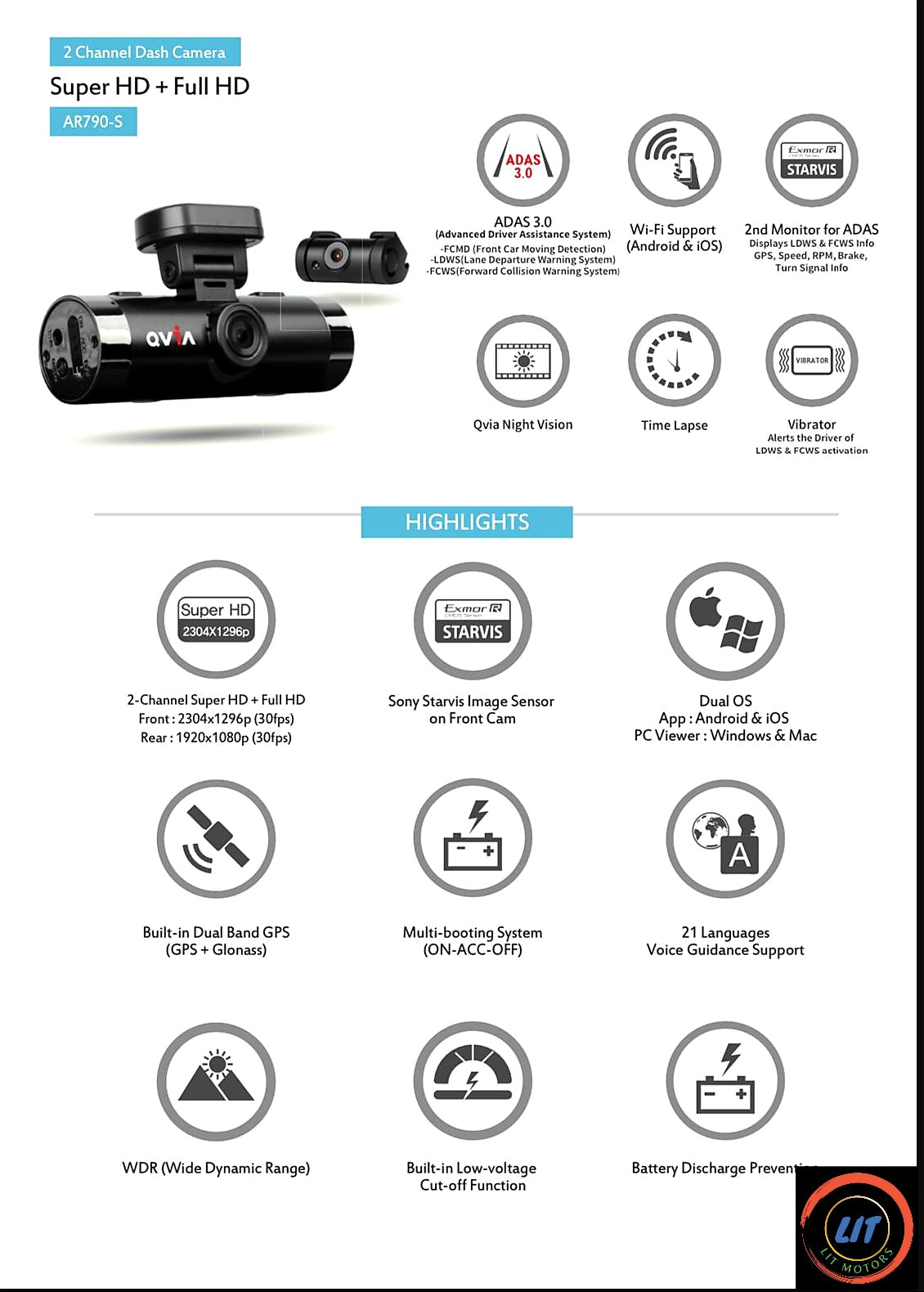 Front & Rear Recording CAM- QVIA AR790-S